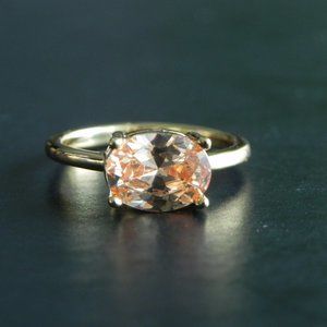 Champagne CZ Stone Solitaire Ring Oval Cut